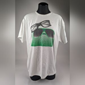 Vintage Sunglasses Shades Tee Short Sleeve Shirt White Green Black Graphic Sz L